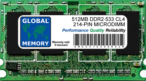 512MB DDR2 533MHz PC2-4200 214-PIN MICRODIMM MEMORY RAM FOR LAPTOPS/NOTEBOOKS 512MB DDR2 533MHz PC2-4200 214-PIN MICRODIMM MEMORY RAM FOR LAPTOPS/NOTEBOOKS